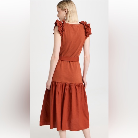 NATION LTD Ruffled Sleeveless Rust Dress - Picture 3 of 4
